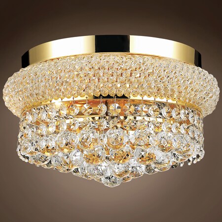 Joshua Marshal Bagel Design 4 Light 12 Gold Flush Mount With Clear Asfour Crystals" 700990-006